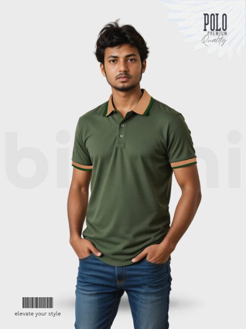 Men's Polo T-Shirt – Bottle Green Cotton