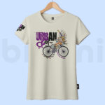 Premium Women T-shirt Bicycle - Beige