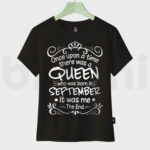 Customize Women T-Shirts - Queen Born - Black