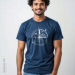 Mens Premium T-Shirt- Compass - Navy Blue