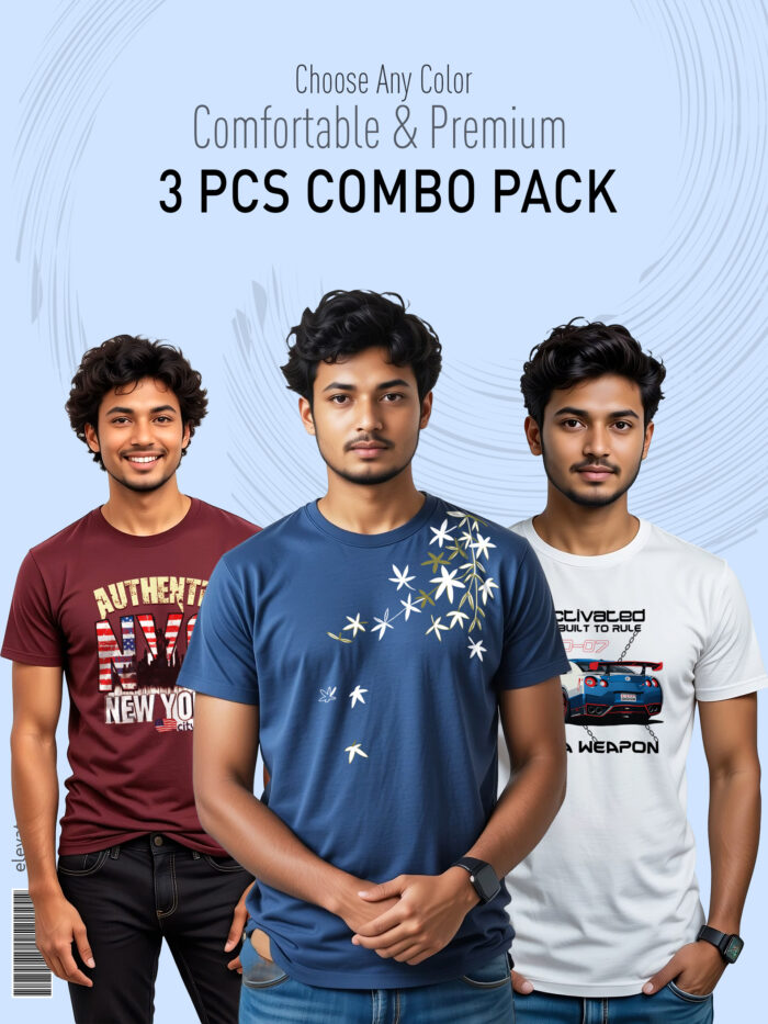 Mens T-shirt Combo Pack Short Sleeve